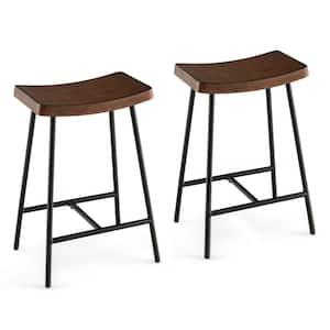 2PCS 25 in. Industrial Bar Stools Saddle Backless Counter Height Chairs