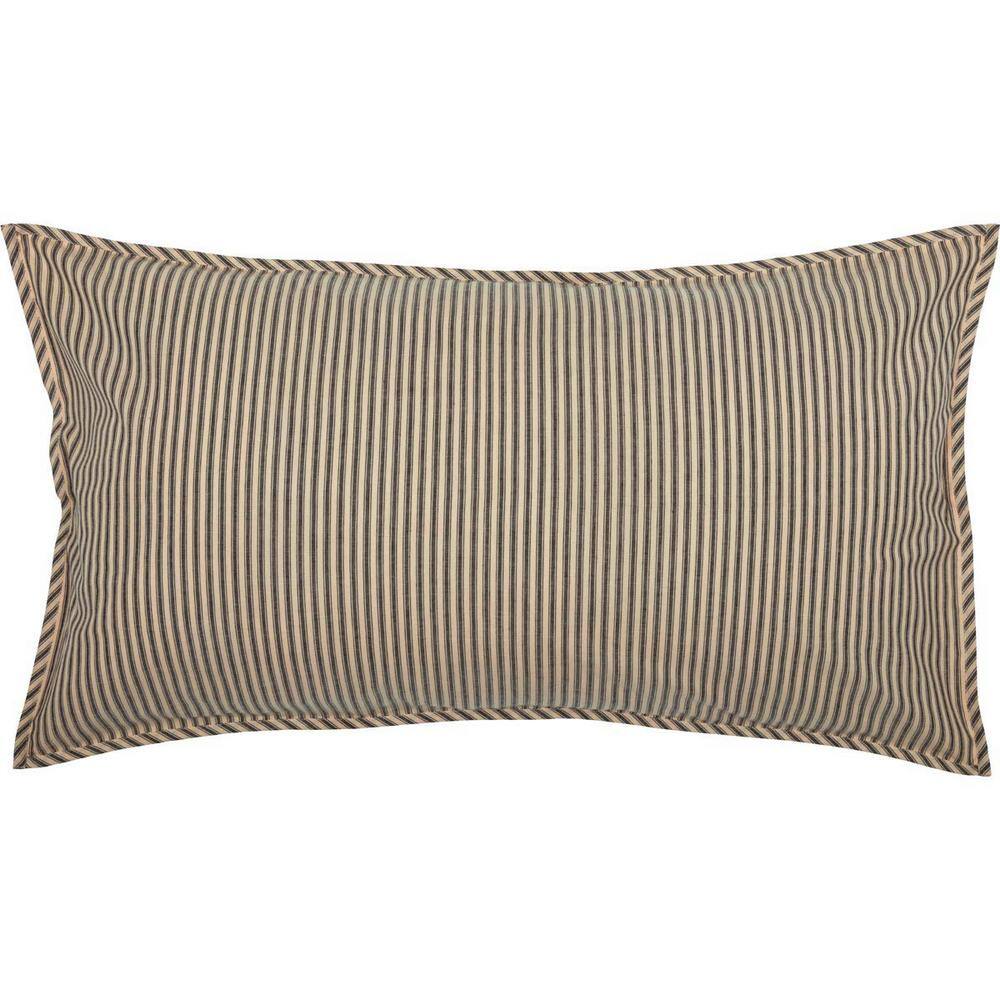 VHC Brands Farmhouse Euro Ticking Stripe Sham – Sawyer Mill, Red/Tan, 26x26 Inch, 100% Cotton, Ties Closure - View #5