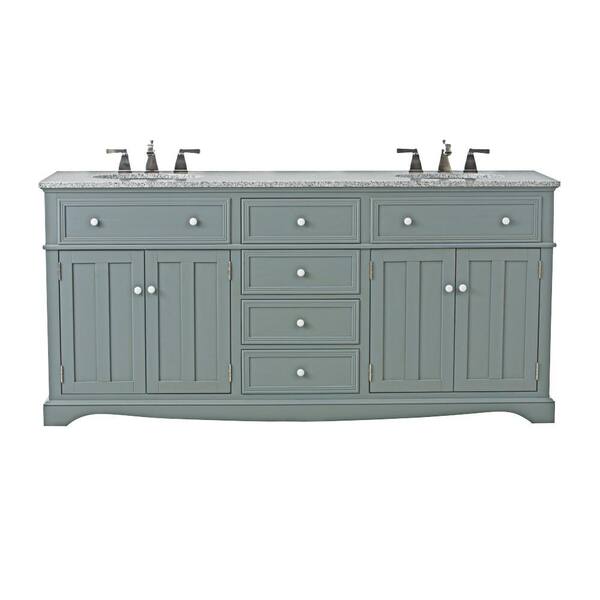 Home Decorators Collection Fremont 72 in. W x 22 in. D Double Bath Vanity in Grey with Granite Vanity Top in Grey