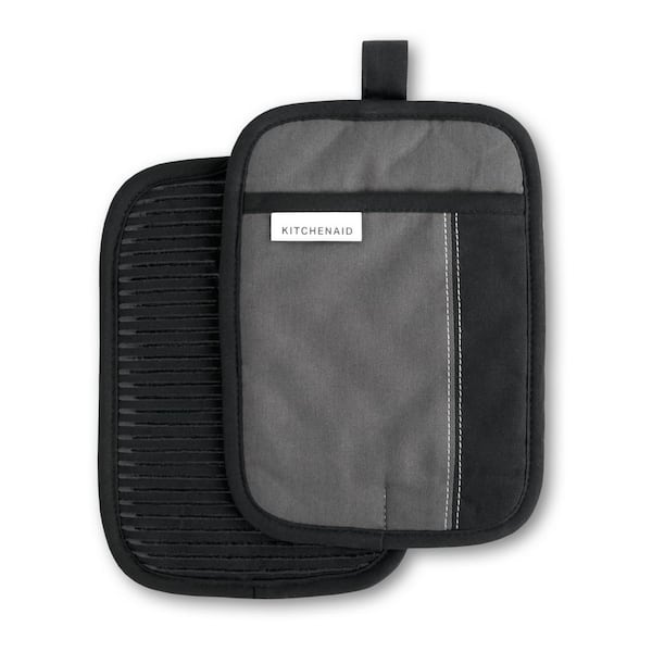 Beacon Contour Silver/Matte Black Cotton Pot Holder (2-Pack)