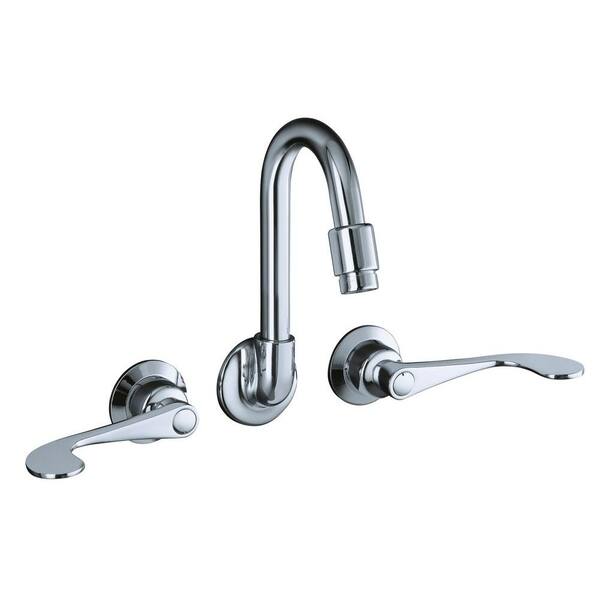 KOHLER Triton 2-Handle Wall Mount Bathroom Faucet with Low-Arc in Polished Chrome