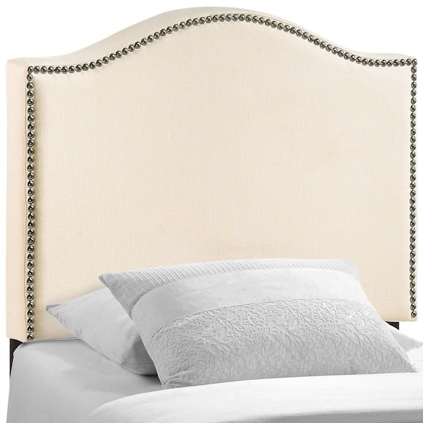 Curl Ivory Twin Nailhead Upholstered Headboard