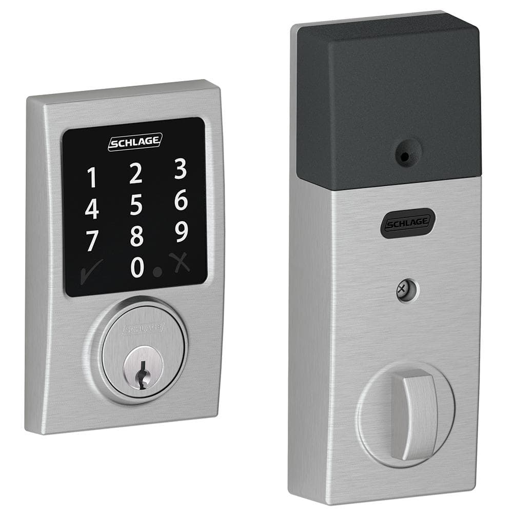 Schlage Century Satin Chrome Electronic Connect Smart Deadbolt - Z-Wave  Plus Enabled BE468 CEN 626 - The Home Depot