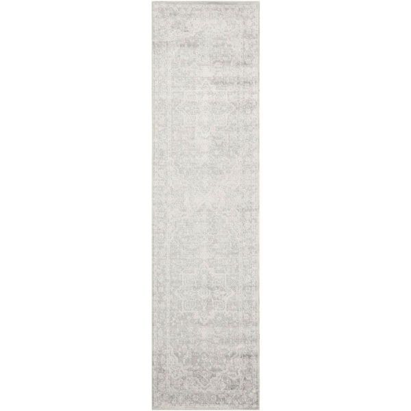 Nourison Astra Machine Washable Grey 2 ft. x 6 ft. Distressed Traditional Runner Area Rug