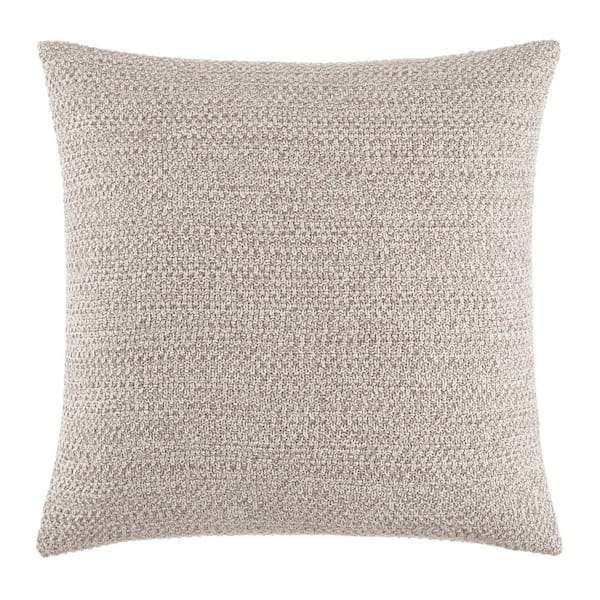 KENNETH COLE NEW YORK Essentials Marled 1-Piece Beige Knit 16 in. x 16 in. Throw Pillow