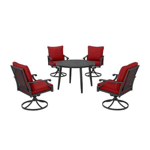 Hampton Bay Orleans 5-Piece Eucalyptus Outdoor Dining Set with CushionGuard  Almond Cushions FRN-801960-D - The Home Depot