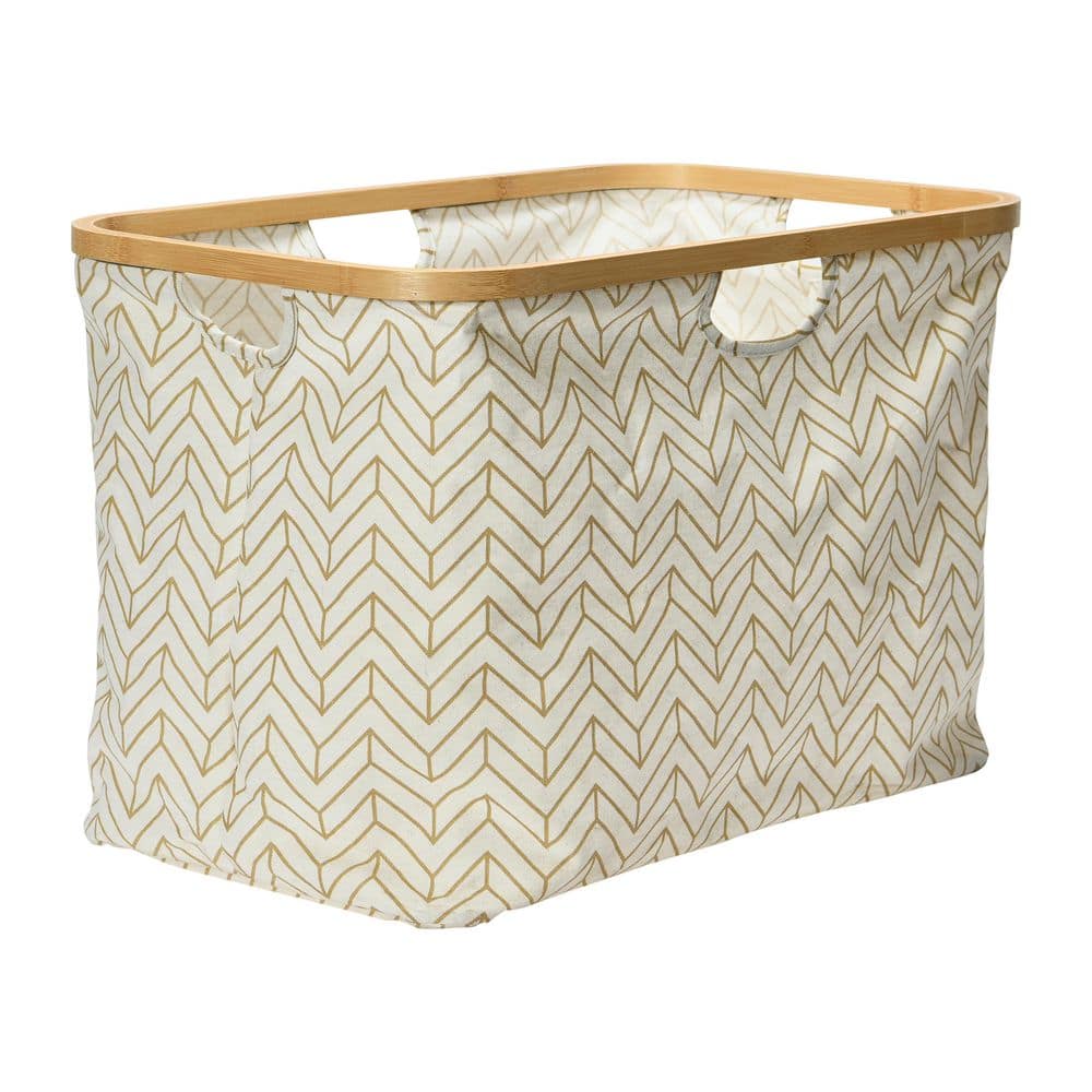 Household Essentials Bamboo Rimmed Krush Storage Basket with Cut Out ...