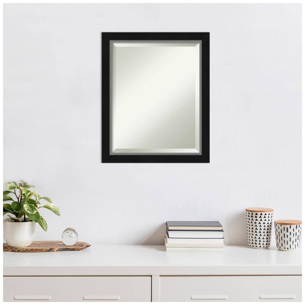 Eva 19" x 23" Black Silver Narrow Framed Wall Mirror