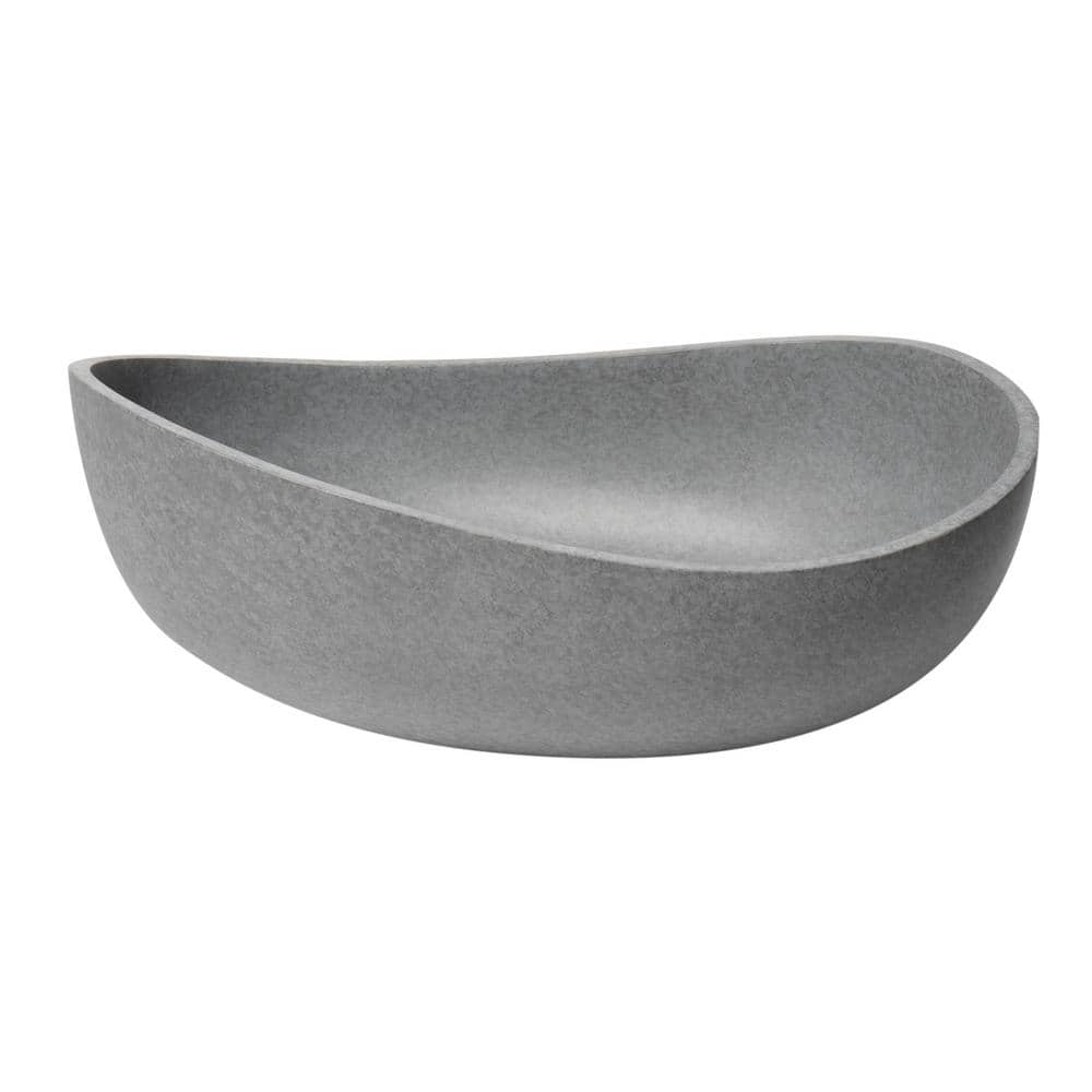 Gray Matte Ceramic Oval Above Mount Bathroom Sink
