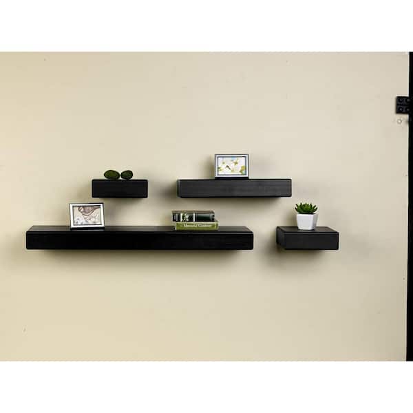 OAPRIRE Black Floating Shelves Set of 2 12 Inch Command Strip Shelf for  Bedro