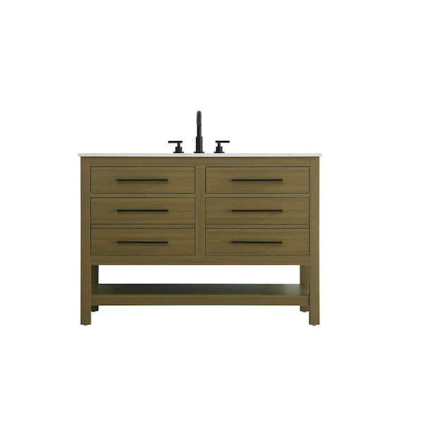 48 in. Single Sink Chestnut Brown Bath Vanity with White Engineered Marble Top