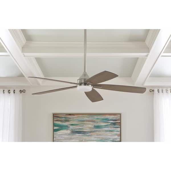 Beckford 52 in. Indoor Brushed Nickel Ceiling Fan with Adjustable White Integrated LED with Remote Control Included