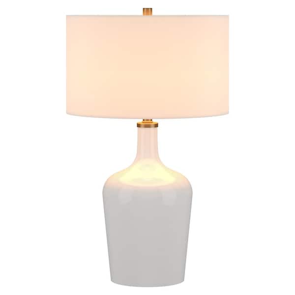 Meyer&Cross Sebago 25 in. White Table Lamp with Fabric Shade