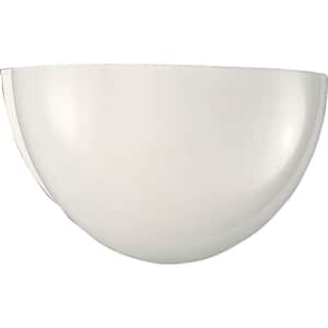 1-Light White Wall Sconce with White Glass