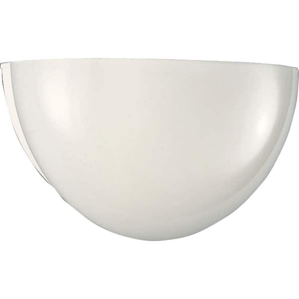 Progress Lighting 1-Light White Wall Sconce with White Glass