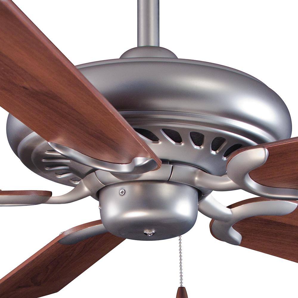 52" Brushed Steel and Dark Walnut 5-Blade Ceiling Fan with Lighting