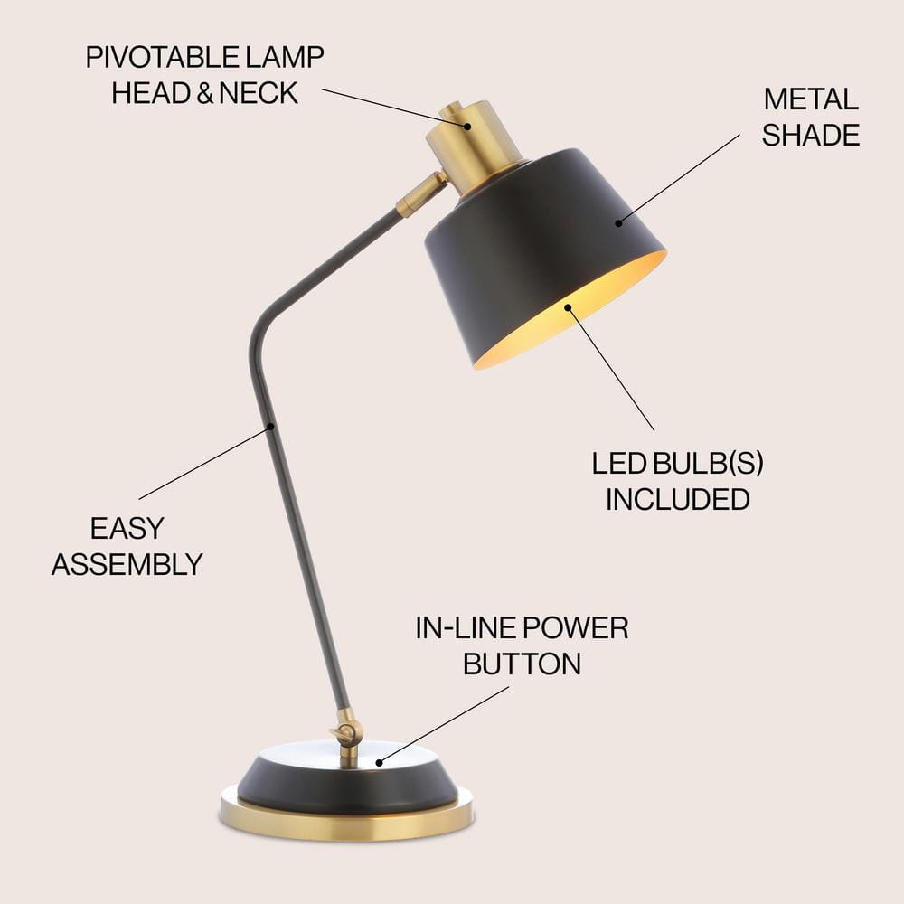 Black and Brass Adjustable Metal LED Desk Lamp