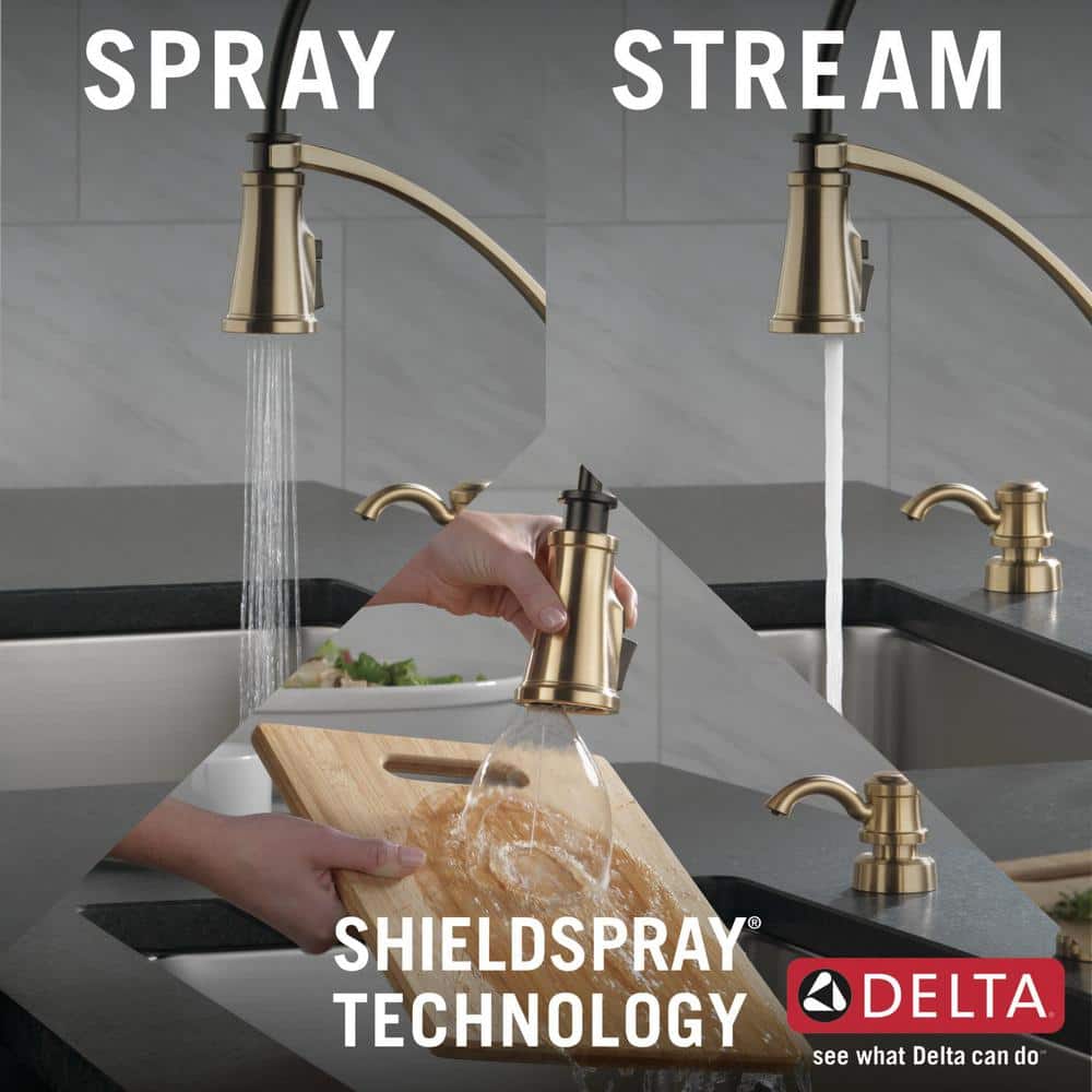 Foundry Champagne Bronze Pull-Down Kitchen Faucet with Soap Dispenser