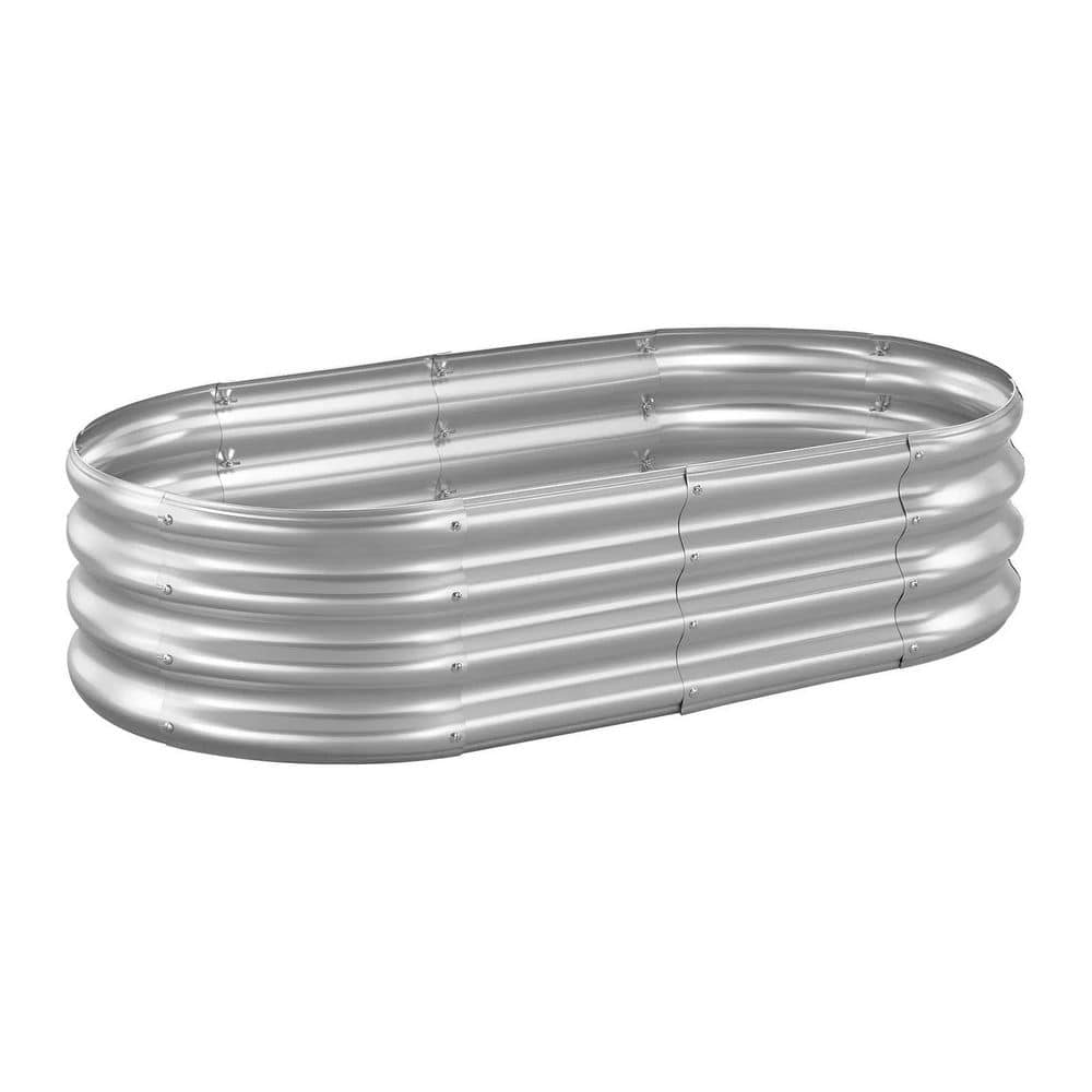 48 in.  L x 24 in.  W x 12 in.  HSliver Galvanized 1-Tier Metal Oval Raised Garden Bed price history on PriceWatchPro