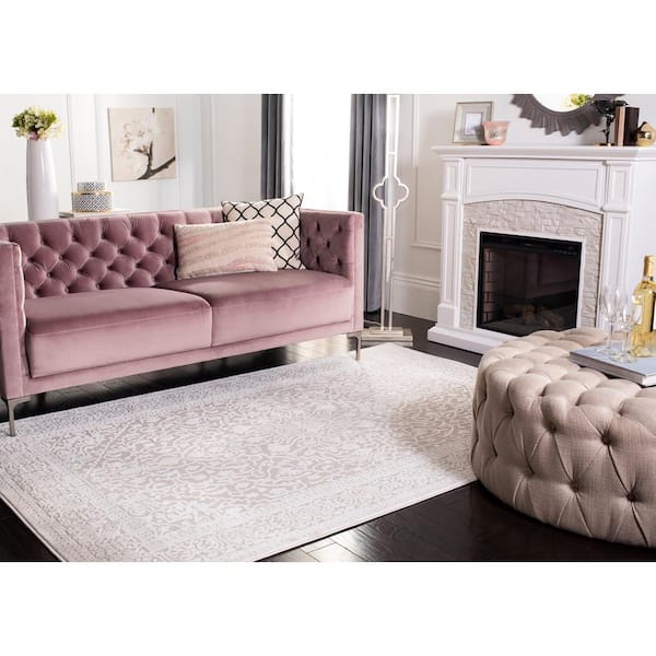 Reflection Cream/Ivory 7 ft. x 7 ft. Square Border Area Rug