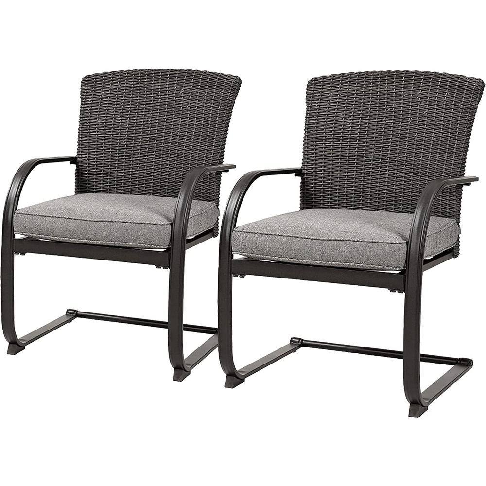 Bistro Steel Frame Outdoor Dining Chair With Gray Cushions For Yard, Garden, Backyard, Deck (2-Pack) price history on PriceWatchPro