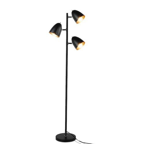 65.3 in. Matte Black 3-Light Floor Lamp WITH LED Bulbs Included Floor Lamps