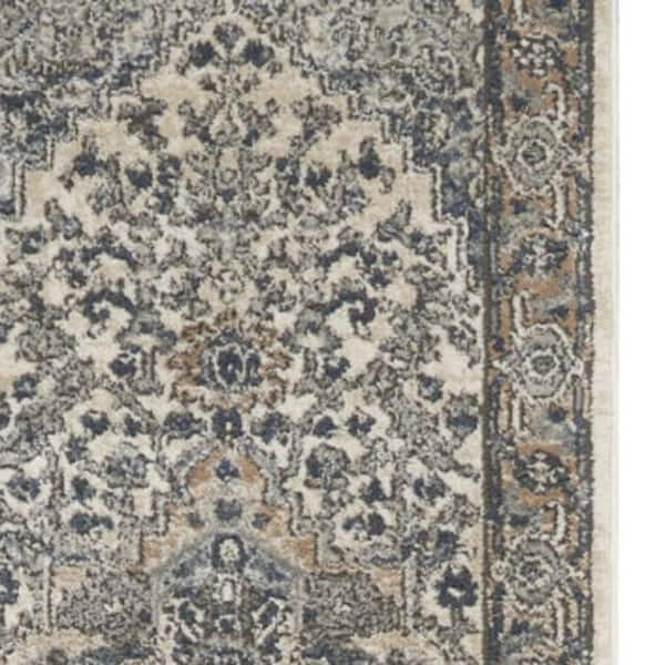 2 ft. x 20 ft.White Medallion Washable Area Rug