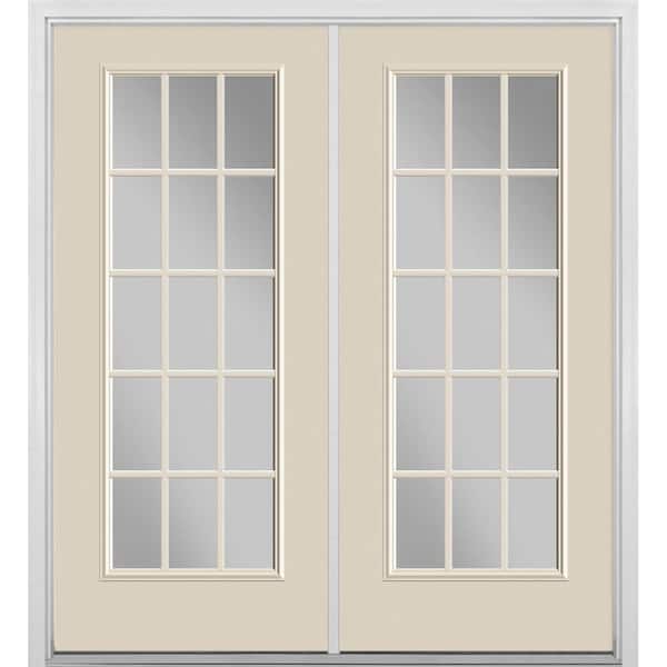 Masonite 72 in. x 80 in. Canyon View Steel Prehung Right-Hand Inswing 15-Lite Clear Glass Patio Door with Brickmold