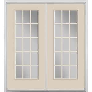 72 in. x 80 in. Canyon View Steel Prehung Right-Hand Inswing 15-Lite Clear Glass Patio Door Vinyl Frame with Brickmold