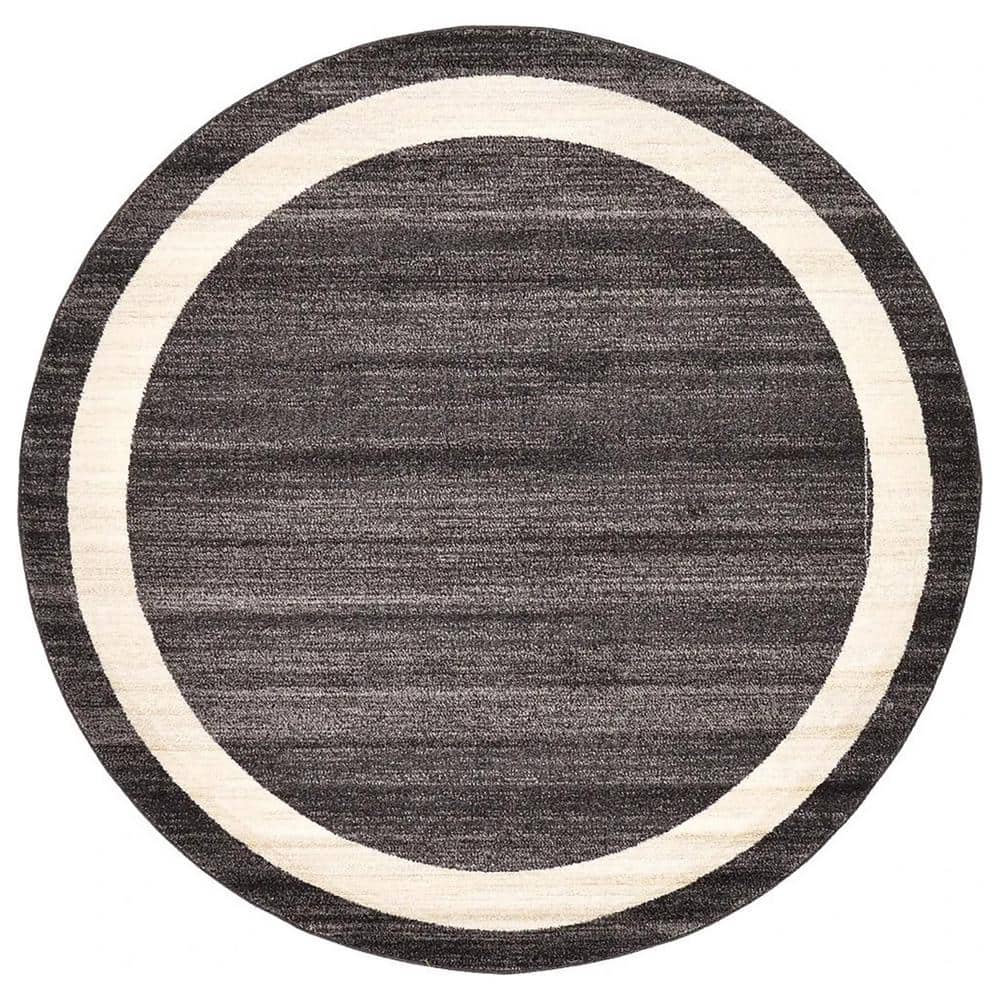 Black Polypropylene 6 ft. x 6 ft. Solid Color Indoor Round Area Rug