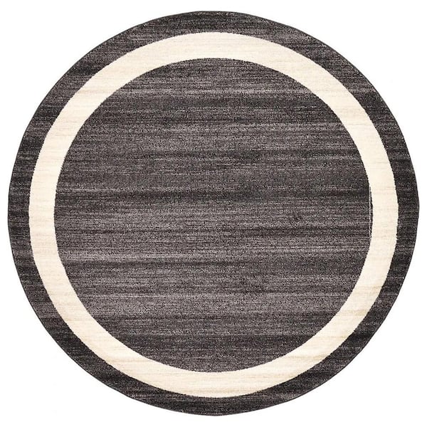 Unbranded Black Polypropylene 6 ft. x 6 ft. Solid Color Indoor Round Area Rug