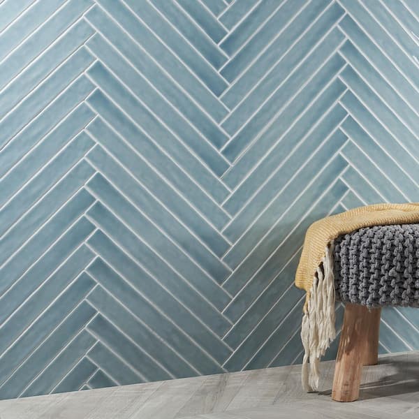 Nantucket Blue 2 in. x 20 in. Polished Ceramic Wall Tile (5.38 sq. ft./Case)