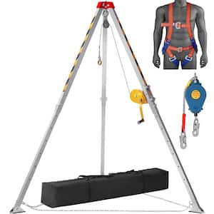 Confined Space Tripod Kit 1200 lbs. Winch Rescue Tripod w/7 ft. Leg, 98 ft. Cable, 33 ft. Fall Protection and Harness