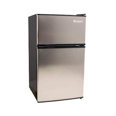 19 in. Wide 3.1 cu. ft. Blue Stainless Steel Small Beverage Cooler Mini Fridge Freezer