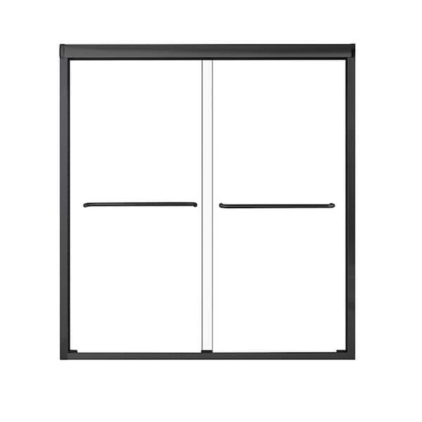 A&E Gailey 60in.x75in. Framed Sliding Shower Door in Black
