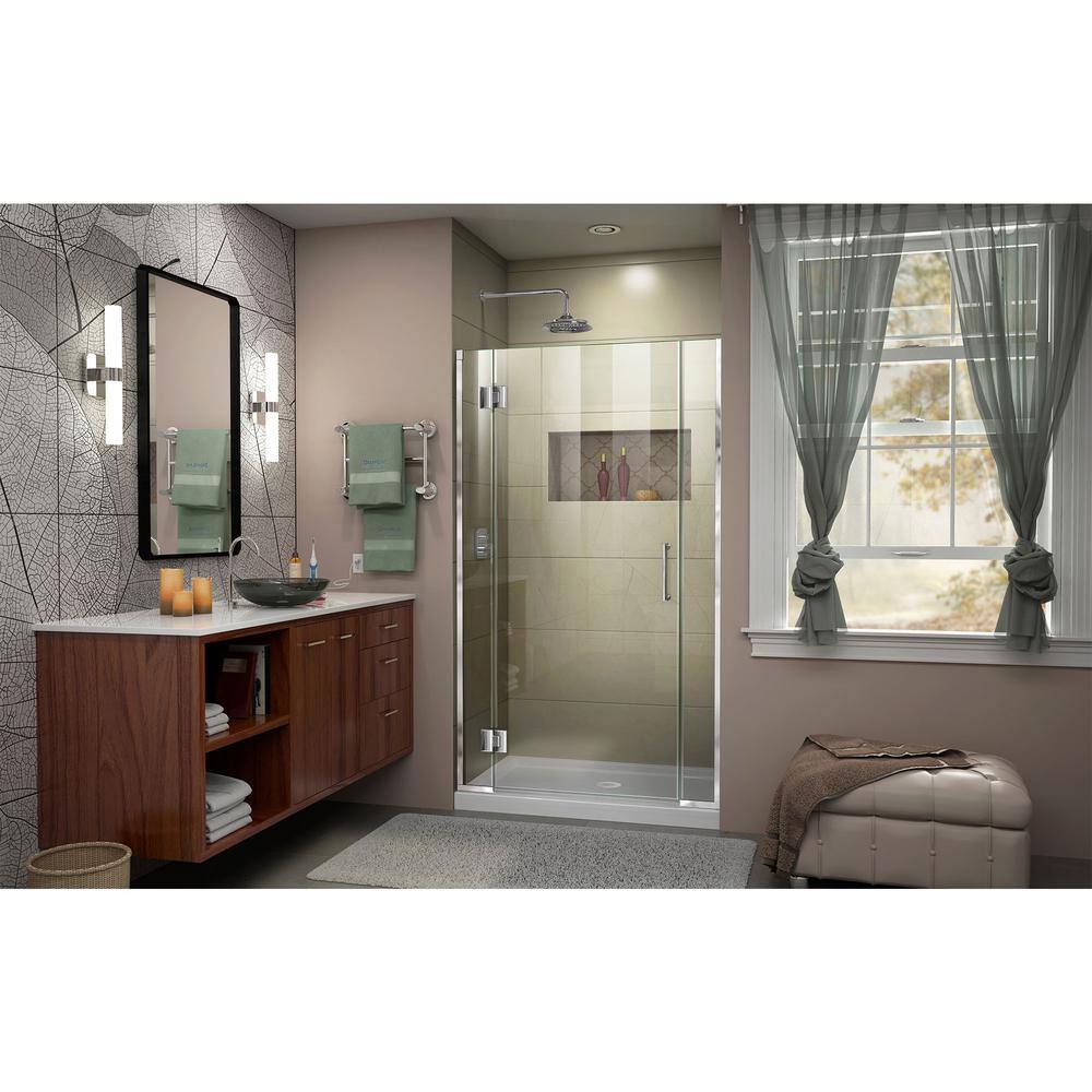 Unidoor-X 36" Frameless Hinged Shower Door with Clear Glass