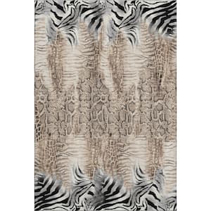 Mayfield Premium Machine Washable Abstract AMF2276 Ivory 8 ft. x 10 ft. Area Rug
