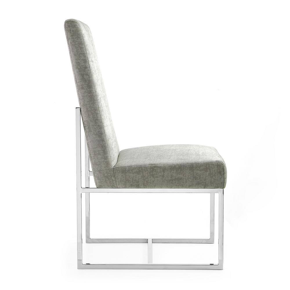 Elevated Parsons Velvet Arm Chair in Steel with Sleek Metal Base