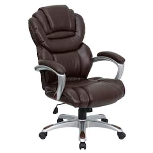 Stella High Back Faux Leather Swivel Ergonomic Executive Chair in Brown with Arms