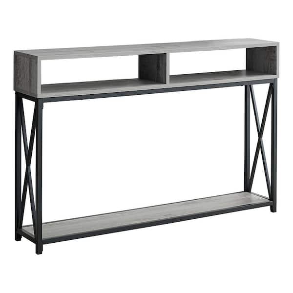 Unbranded 48 in. Gray Standard Rectangle Console Table with Storage