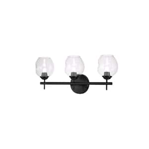 Abii 21 in. 3-Lights Matte Black Vanity-Lights with Clear Glass