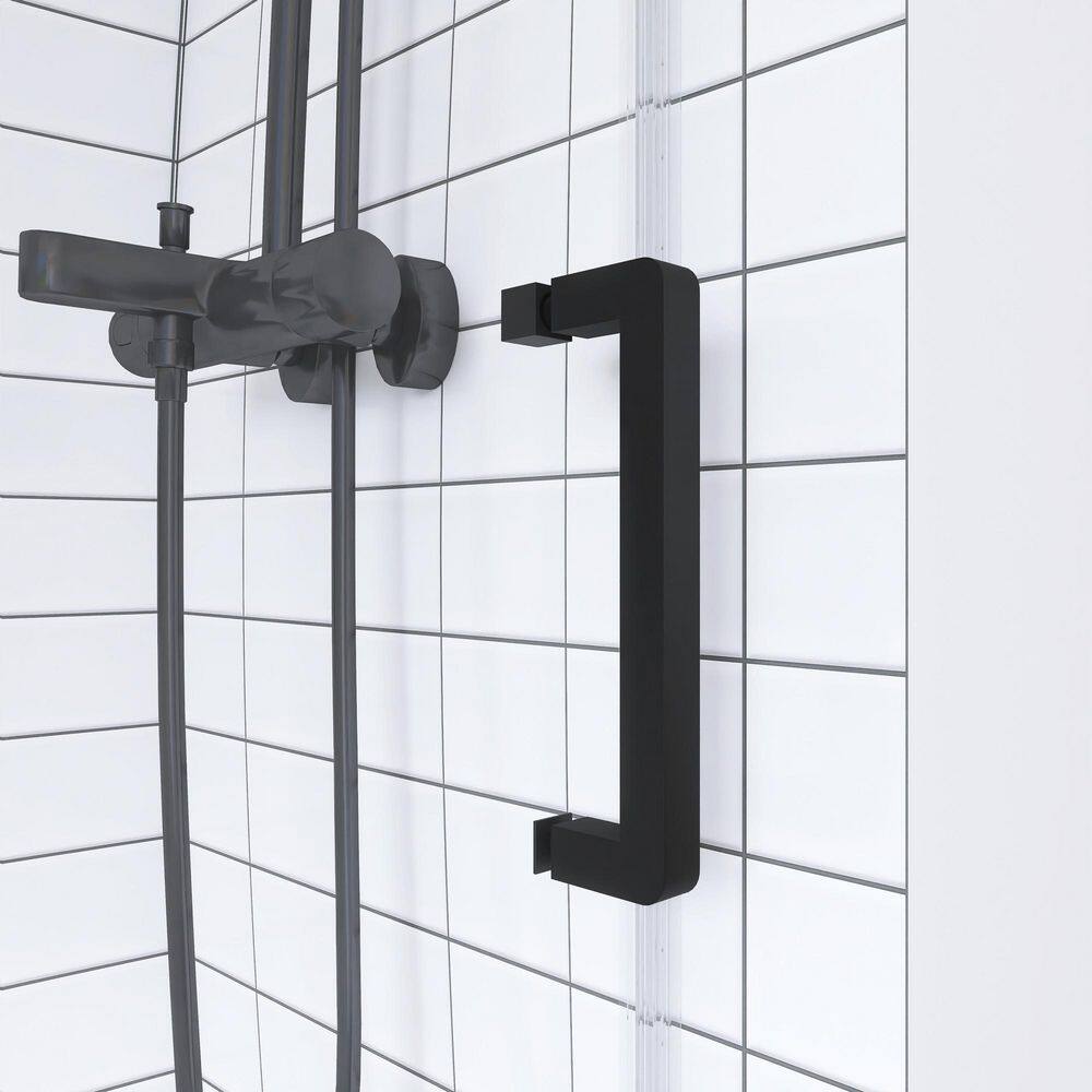 Matte Black Semi-Frameless Sliding Shower Door with Tempered Glass