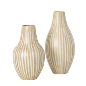 16.5 in. and 20.5 in. Round Bamboo Vase Set of 2, Brown