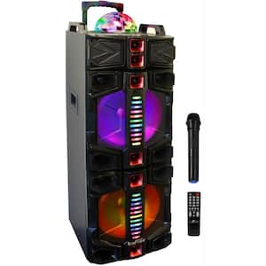 Dual 12 in. Subwoofer Portable Bluetooth Party Speaker with Wireless Microphone