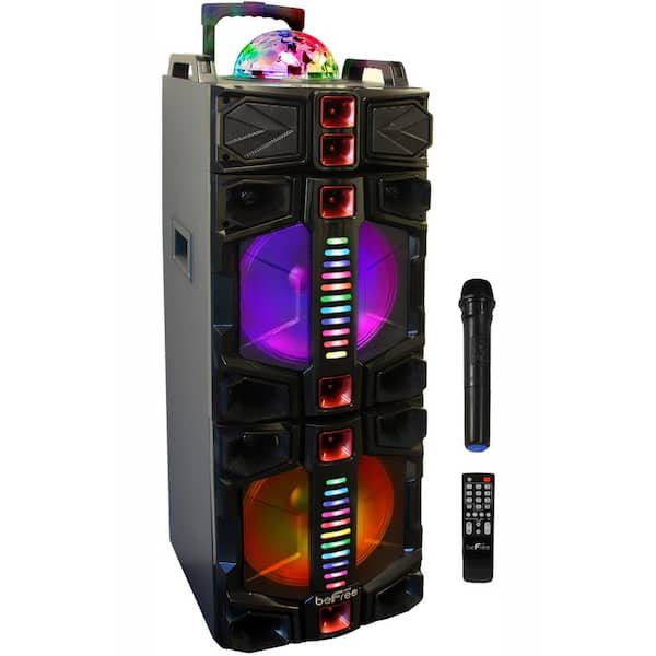 BEFREE SOUND Dual 12 in. Subwoofer Portable Bluetooth Party Speaker with Wireless Microphone
