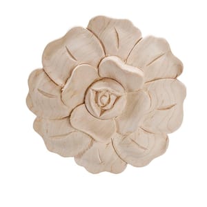 2-7/8 in. x 1/2 in. Unfinished Small Hand Carved North American Solid Hard Maple Wood Onlay Rose Wood Applique