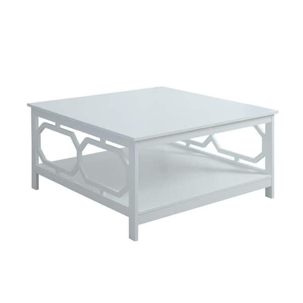Convenience Concepts Omega 36 in. White Medium Square Wood Coffee Table with Shelf