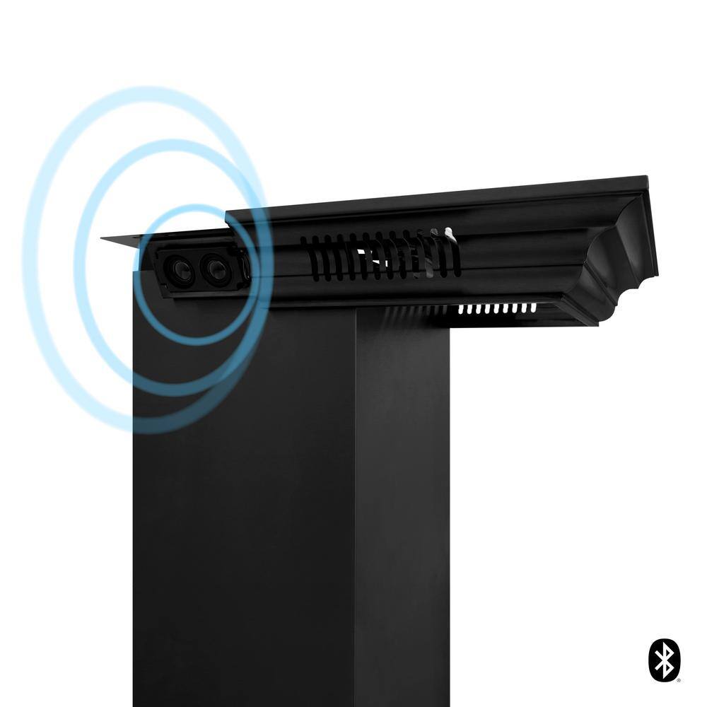 24 Inch Black Stainless Steel Wall Mount Range Hood with Bluetooth Speakers
