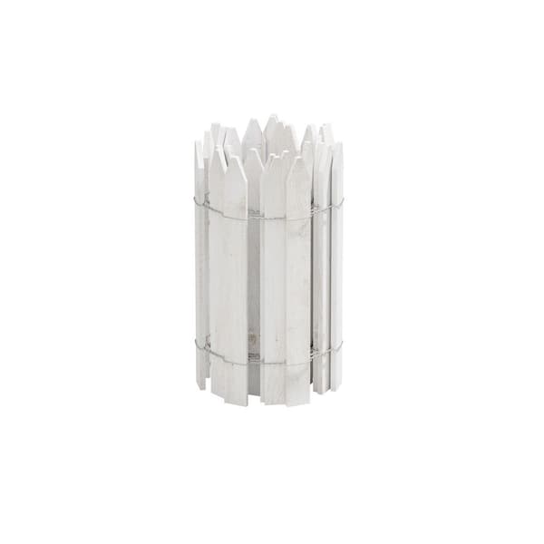 8 ft. L x 16 in. H Cedar Wood Garden Picket Fence, White, with Cedar Stake Installation System (4-Pack, 32 ft. L Total)