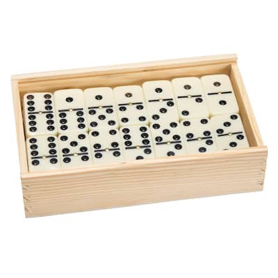 55-Double 9-Dominoes with Wood Case